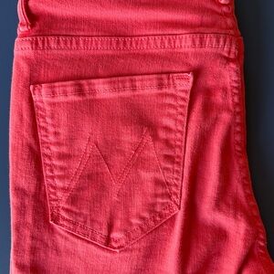 MOTHER Vibrant Coral Jeans
